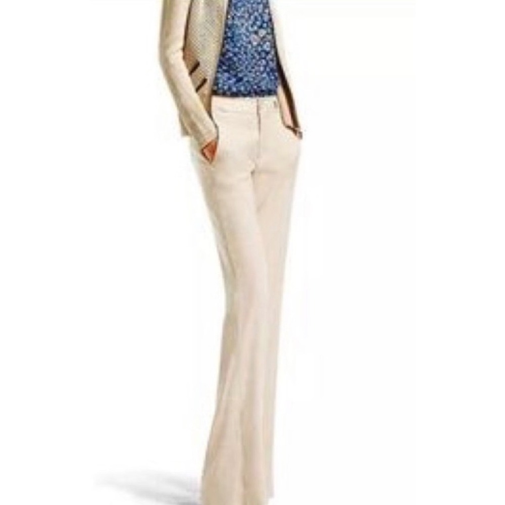 CAbi | Everly Pants 8 Sand Beige Linen Blend Straight Leg Trousers 813L